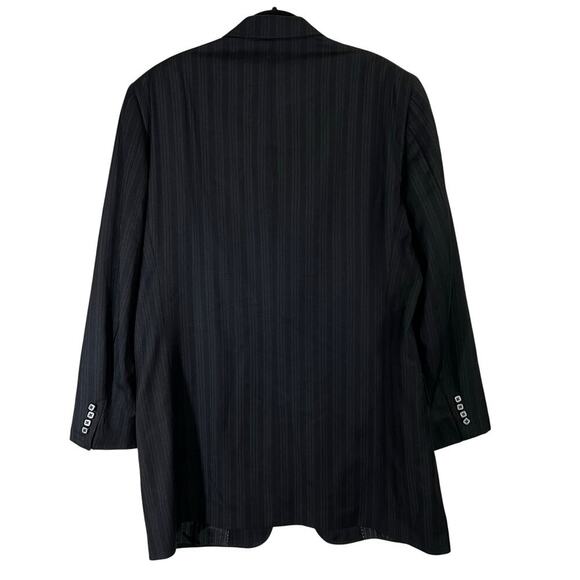 Tiglio Baroloz 100% Virgin Wool 150 Black Pin Striped Men’s Suit Jacket Long VTG - Picture 8 of 10